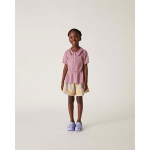 NWT THE SUNDAY COLLECTIVE Milton Ruffle Collar Knit Polo Lavender 12/13Y